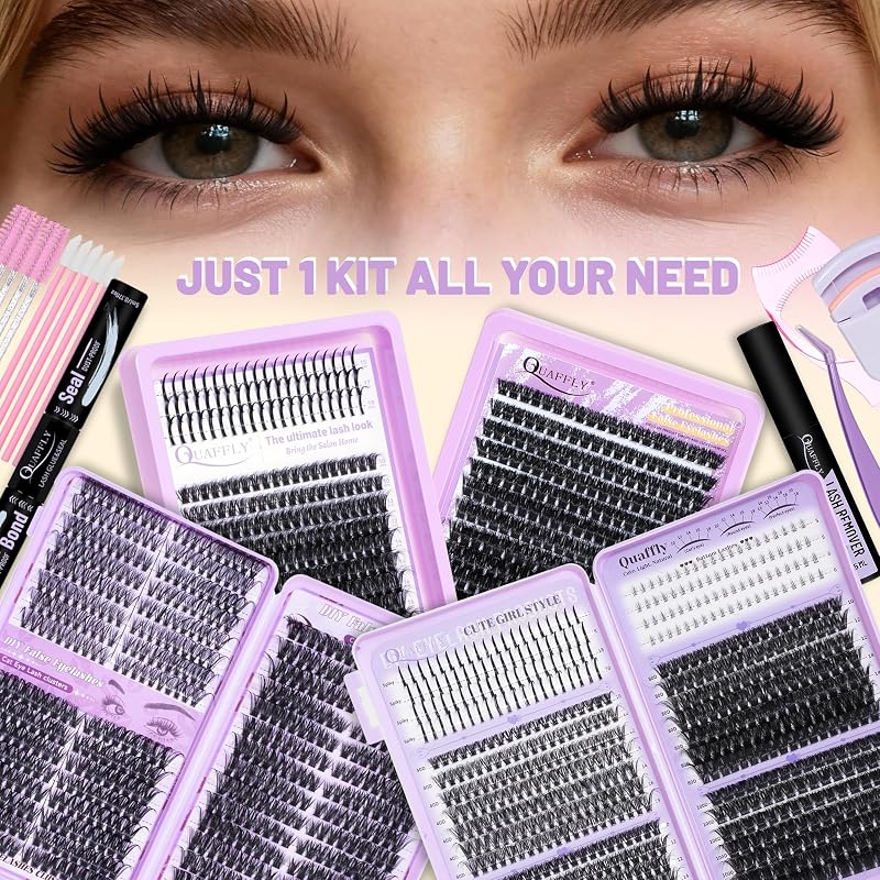Lash Clusters Kit 1790Pcs with Spike & Bottom Lashes - DIY False Eyelash Extension Set (Variation: Lashes Kit-8)