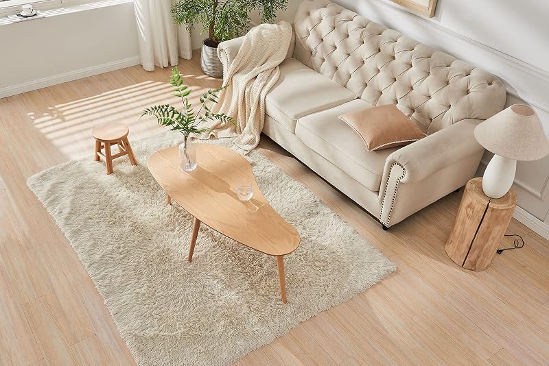 Natural Solid Wood Oval Coffee Table with 4 Removable Legs – 23"D x 48"W x 15"H