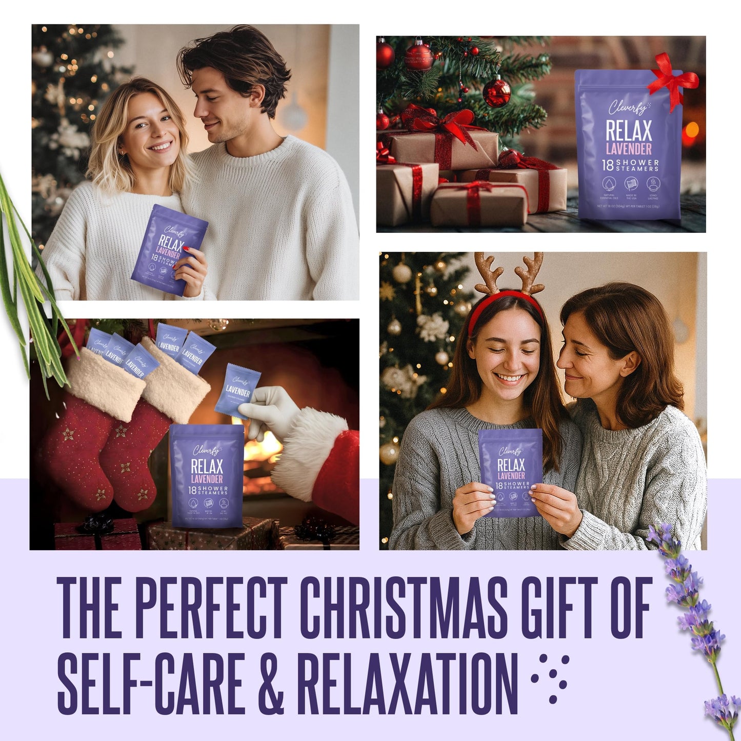 Cleverfy Lavender Shower Steamers Aromatherapy – Stocking Stuffers for Teen Girls, Women and Wife – Christmas Gifts for Teens and Women – White Elephant Gifts for Adults – 18 Tablets