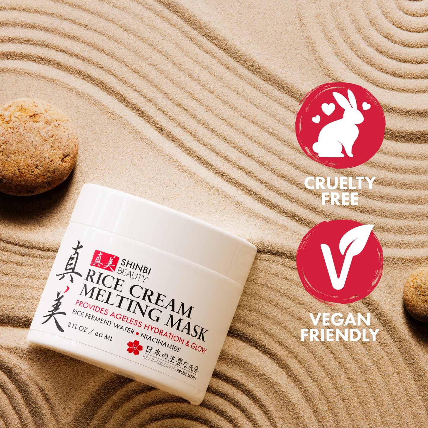 Shinbi Beauty Japanese Rice Mask for Face - Organic Face Mask Skincare - Japanese Skin Care Products for Anti Aging Anti Wrinkle J Beauty Glow 1oz