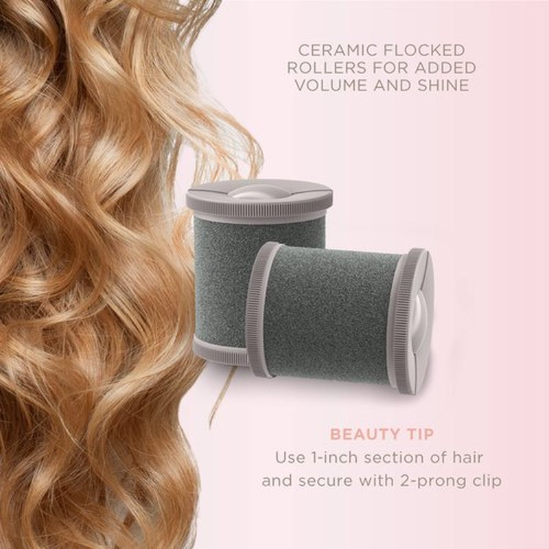 INFINITIPRO BY CONAIR Ceramic Flocked Hot Rollers for Long, Medium, and All Hair - Hair Curler - Hair Roller Clips Included - 2 inch Rollers