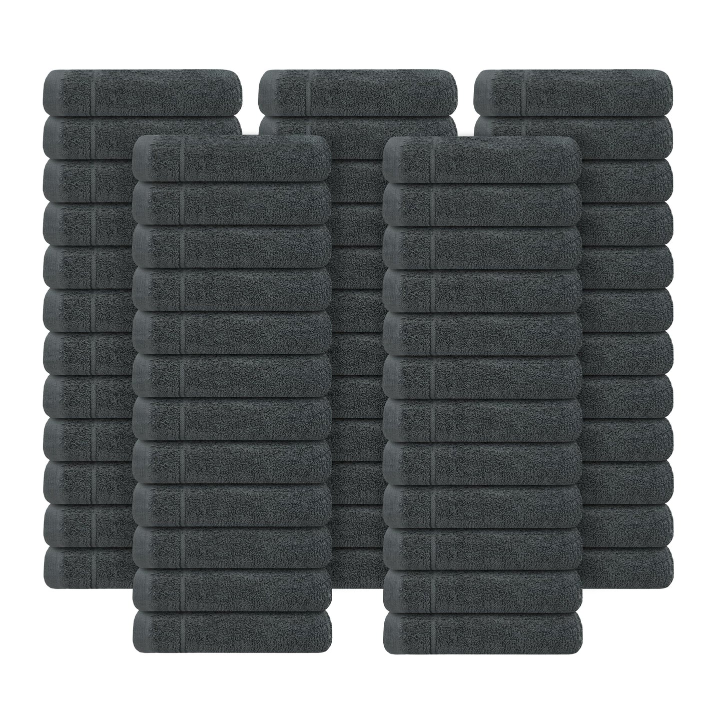 Tens Towels Pack of 60 Washcloths, 12 x 12 Inches, Lighter Weight, Quick to Dry, Super Soft & Absorbent, Gentle Face Towels, Hotel Quality, Perfect for Bathroom, Gym, Spa, Dark Grey