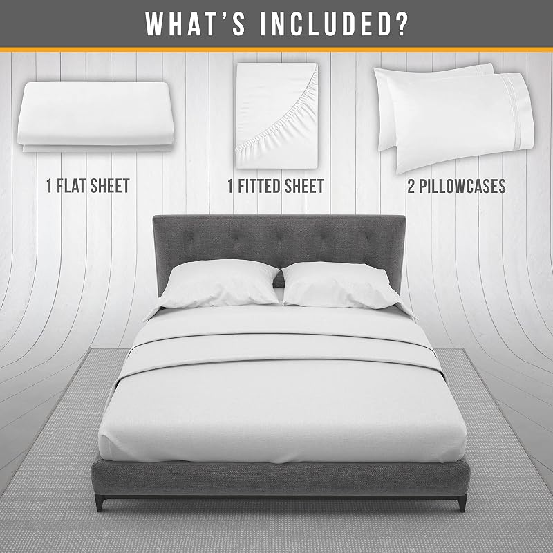 King Size Microfiber Sheets Set with Elastic Corner Straps - 4pc White (Variation: White+King)