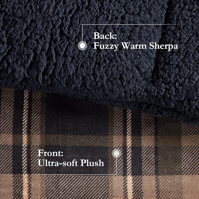 Woolrich Soft Plush Sherpa Reversible King Comforter Set Brown/Black - 4pc (Variation: King)