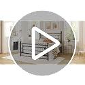 Twin Size Metal Platform Bed Frame with Victorian Headboard - Gold, No Box Spring Needed, Easy Assembly
