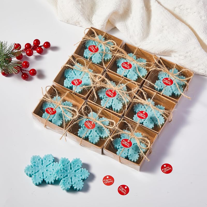 Snowflakes Christmas Bar Soap Gift Set - 50 Handmade Soaps with Exquisite Box