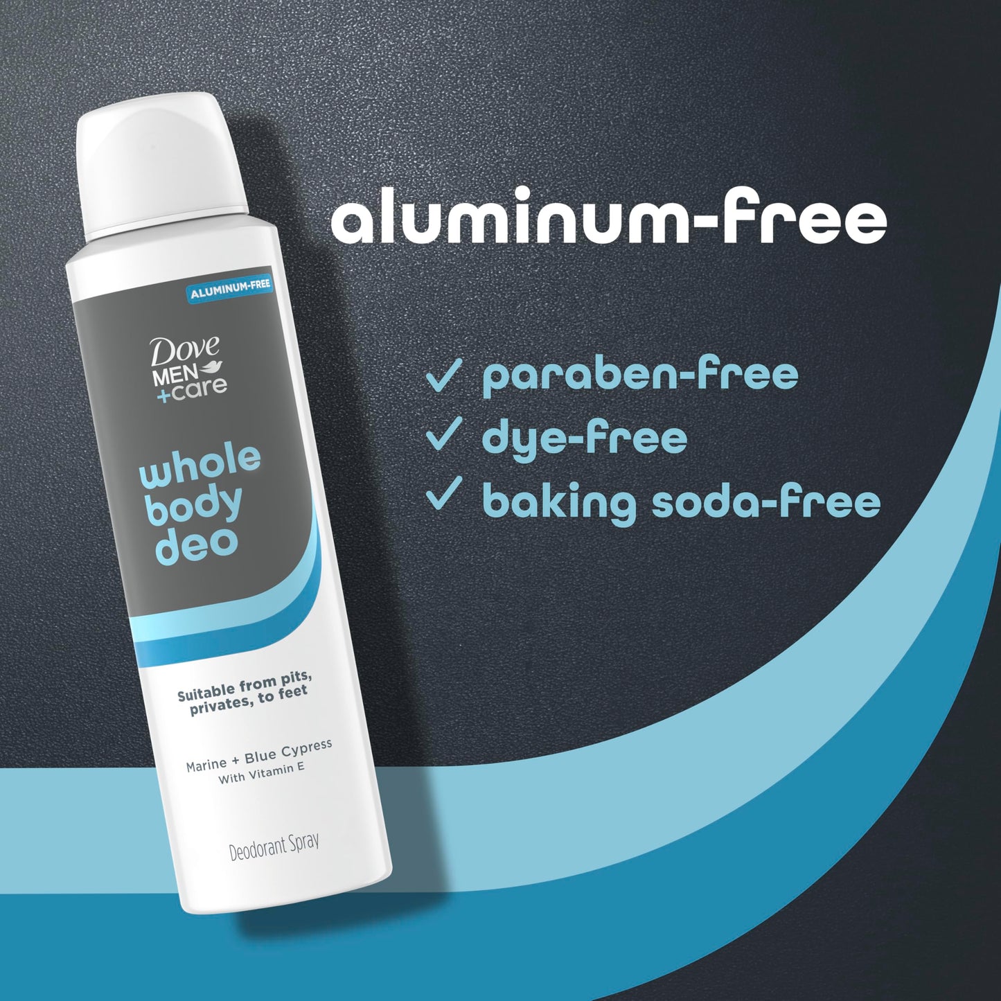 Dove Men+Care Whole Body Deodorant Marine + Blue Cypress For 72H Odor Protection from pits, privates, to feet 4 oz