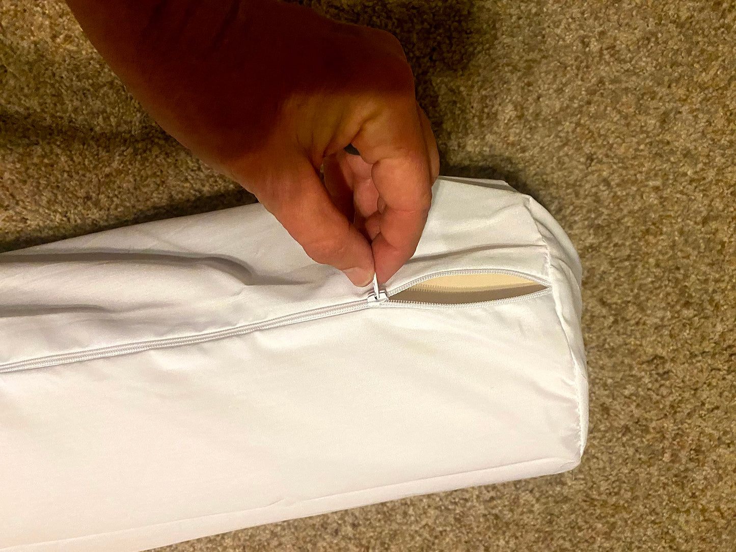 Therapist’s Choice® Bolster Cover with Zipper Closure, Soft & Durable, Size: 6" x 27" (Cover Only, Bolster Not Included) (White Polyester)