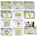 30 Pcs Amalfi Coast Makeup Bags - Lemon Porcelain Canvas Zipper Pouches Set