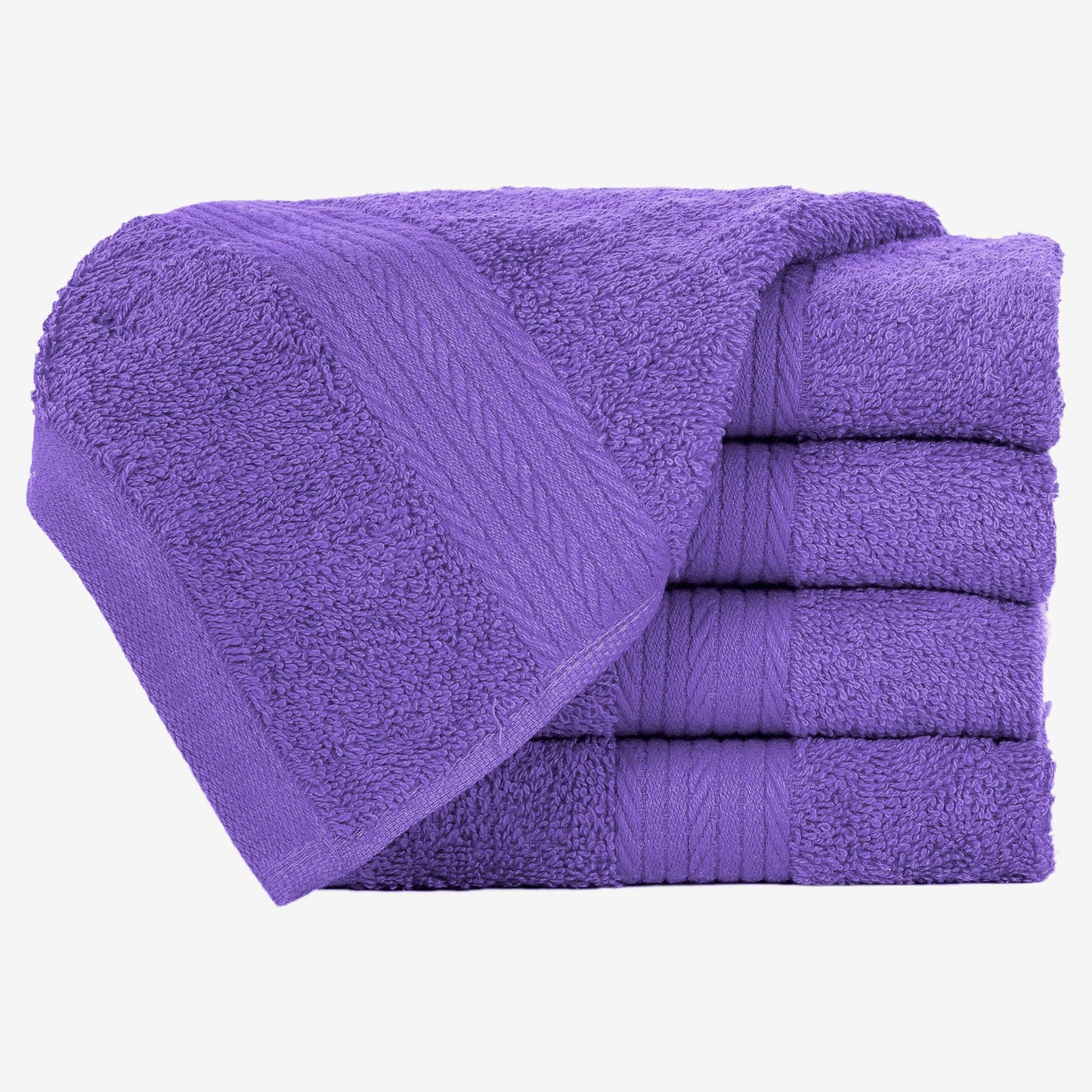 Ample Decor Washcloths Pack of 5 12 X 12 Inch, 600 GSM 100% Cotton Soft Absorbent, Premium Quality Durable Ideal for Bathroom, Pool, Hotel, Spa - Purple