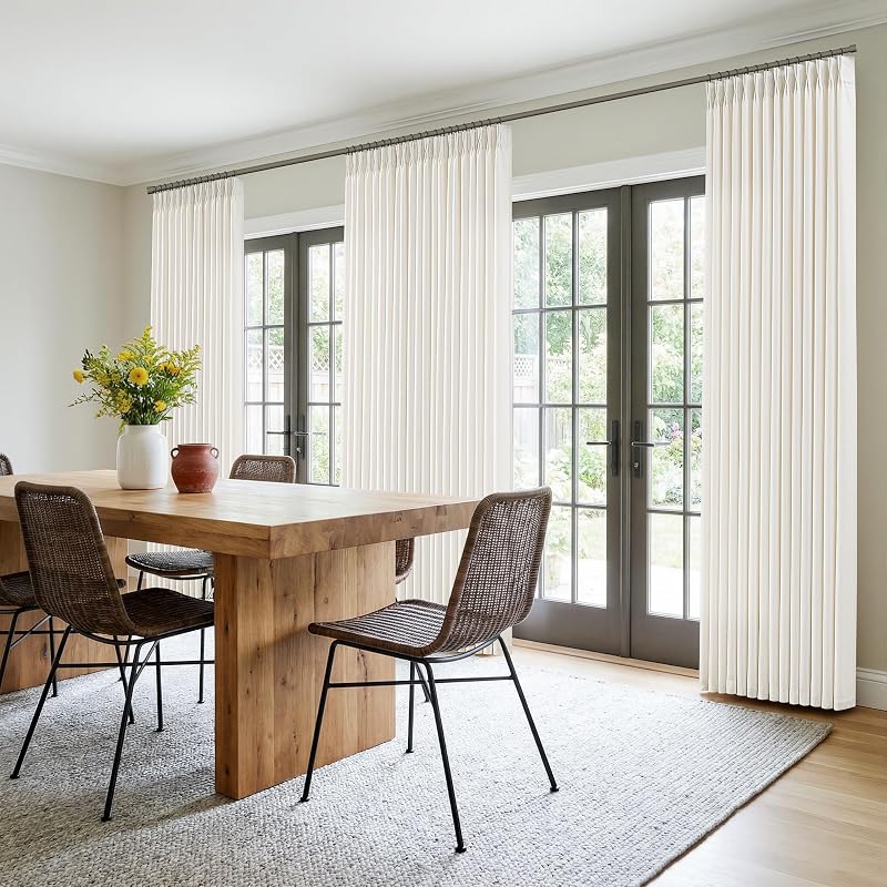 Natural Pinch Pleat Linen Curtains 40x108 Inches - 4 Panels, Ivory Cream (Variation: Natural 40"W x 108"L Pack of 4)