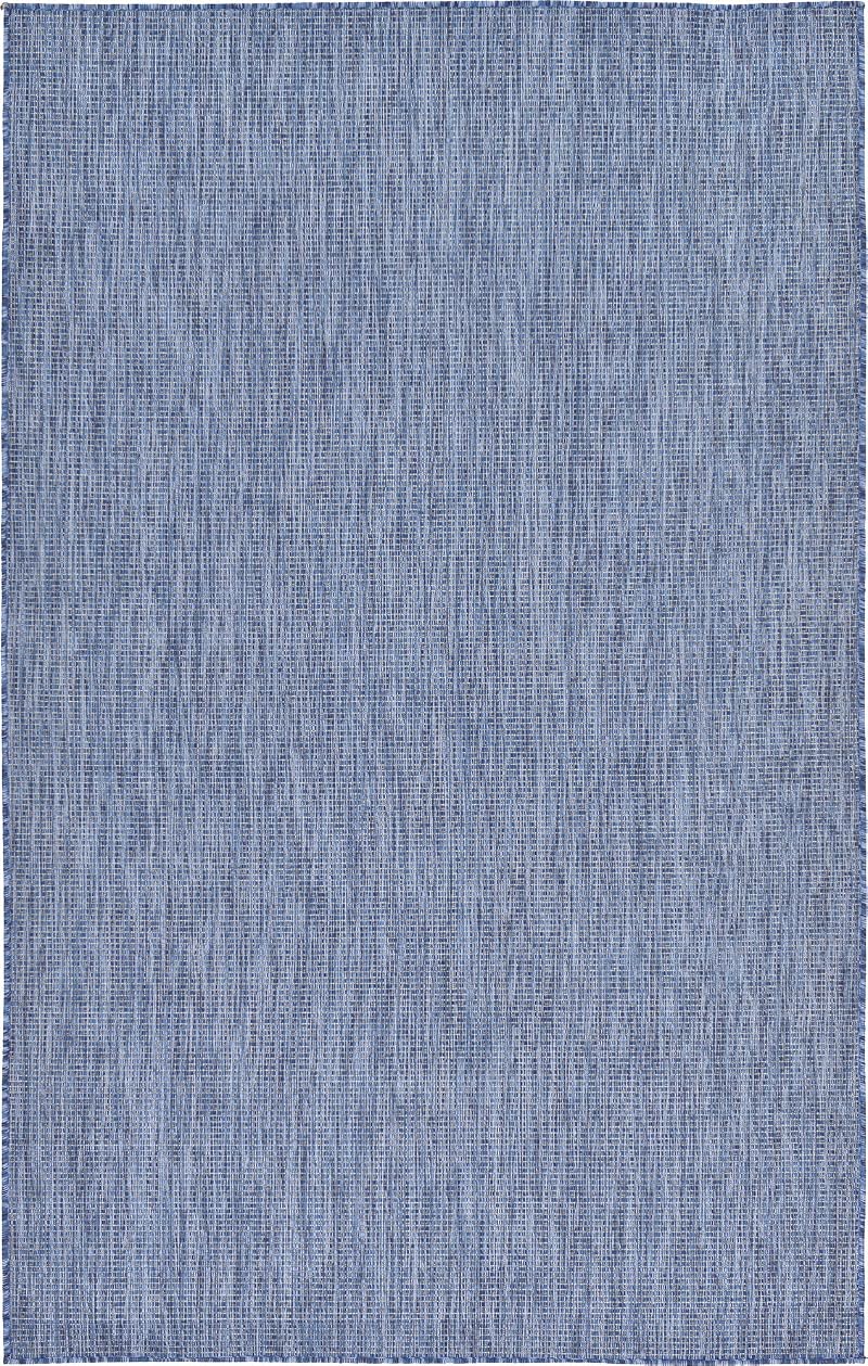 5'3" x 8' Indoor/Outdoor Flatweave Area Rug - Blue/Navy Heathered, Unique Loom