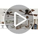Brown 52 Inch Flush Mount Ceiling Fan with Lights, APP & Remote Control
