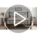 White Full Size Metal Platform Bed Frame with Headboard Victorian Style
