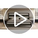 Black Twin Size Metal Bed Frame with Wooden Headboard - SHA CERLIN