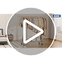 Heavy Duty Metal Clothes Rack with Lockable Wheels - Black, Single Rod