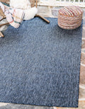 5'3" x 8' Indoor/Outdoor Flatweave Area Rug - Blue/Navy Heathered, Unique Loom