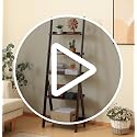 5-Tier Bamboo Ladder Shelf Bookcase - Walnut Finish, Free Standing Storage Organizer
