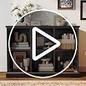 IRONCK Black 6-Cube Farmhouse Wood Storage Organizer Bookcase