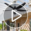 ZYD 52-Inch Black Outdoor Ceiling Fan with Light, Remote, 6-Speed Reversible DC Motor