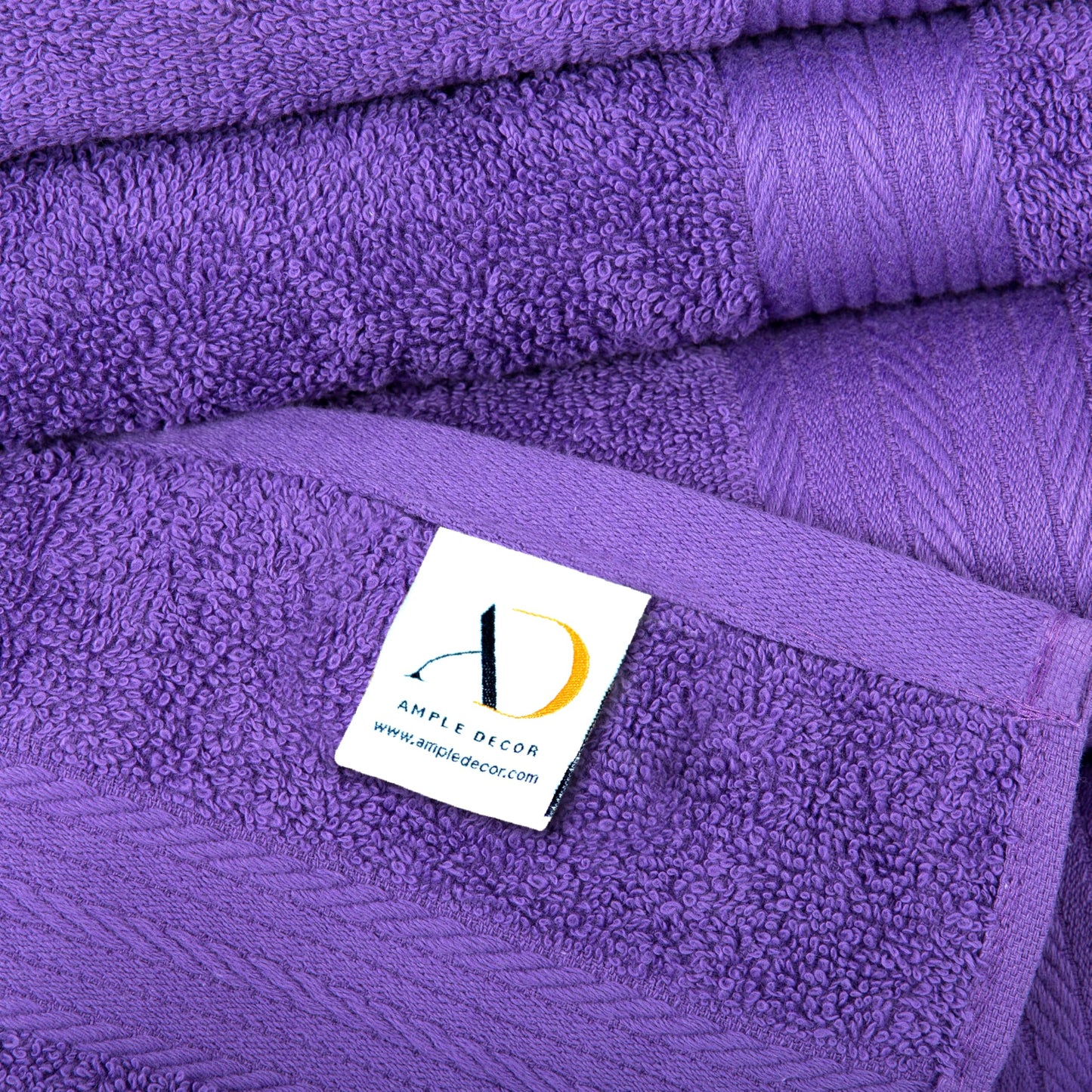 Ample Decor Washcloths Pack of 5 12 X 12 Inch, 600 GSM 100% Cotton Soft Absorbent, Premium Quality Durable Ideal for Bathroom, Pool, Hotel, Spa - Purple