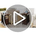 Rustic Brown Small Side Table with Charging Station & Storage Pocket