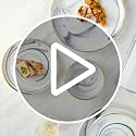 Pokini Marble Gold Rim Dinnerware Sets - Sage Green Porcelain Plates & Bowls