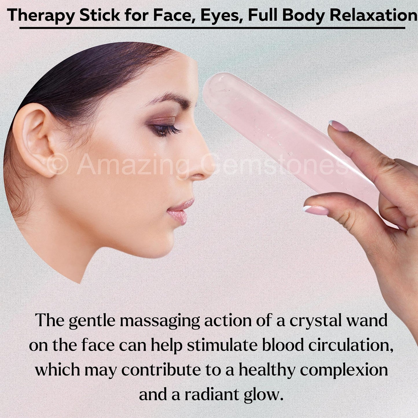 Amazing Gemstone Rose Quartz Crystal Wand Massage Stick - Pelvic Wand Gua Sha for Adults - Crystals and Healing Stones Massage Wands for Adults Gifts (Smooth)
