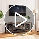 55 Inch TV Stand with Power Outlets, Rustic Brown & Black Entertainment Center