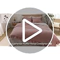Amber Brown Queen Comforter Set with Ruffles & Floral Sheets - 7 Pieces