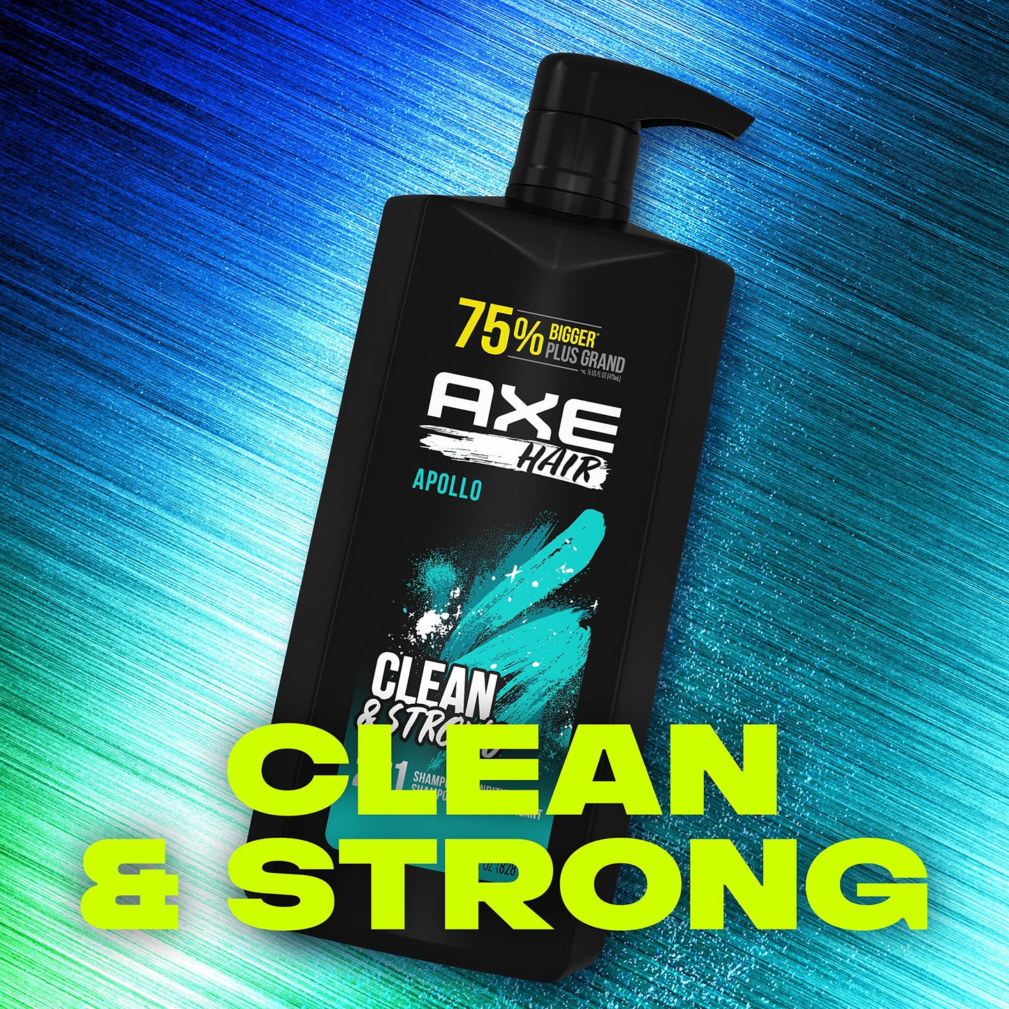 AXE Wash & Care 2-in-1 Shampoo & Conditioner Apollo Wash & Care 4 Count for Clean & Strong Hair Sage & Cedarwood 100% Recycled Bottle 28 oz