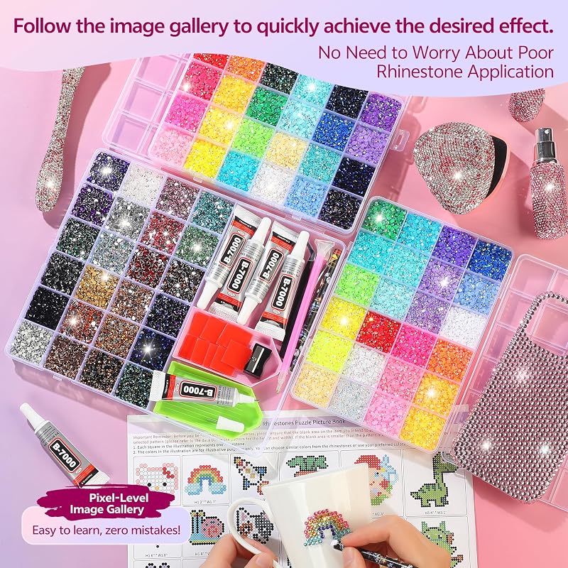 Bedazzling Diamond Art Kit for Nail Art & DIY Crafts - 72,000 Pcs, 54 Colors, All-in-One Deluxe Set