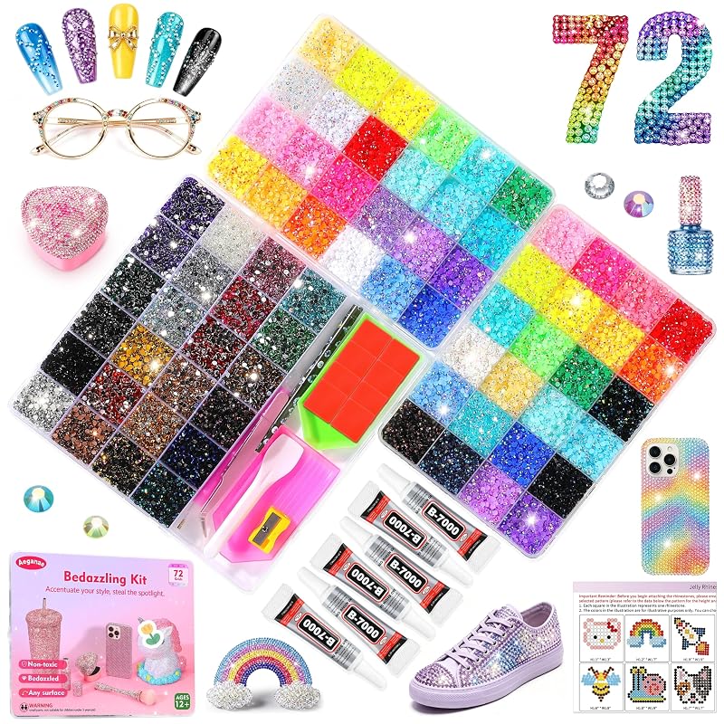 Bedazzling Diamond Art Kit for Nail Art & DIY Crafts - 72,000 Pcs, 54 Colors, All-in-One Deluxe Set