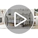 Queen Size Metal Bed Frame with Crown Design - White, Victorian Style, No Box Spring Needed, Sturdy Steel Support, Under-Bed Storage