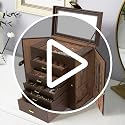 Large 6-Tier Jewelry Box Organizer with 5 Drawers & Mirror - Extra Large Brown