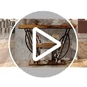 HavenlyYouth Rustic Brown Leaf Design Console Table - 39.5" Narrow Entryway Storage