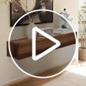 Floating Solid Wood Console Table Wall Mount with Storage Shelf - Walnut, 80cm