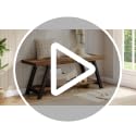 Rustic Oak Entryway Bench with Storage - 47-Inch Wooden Mudroom Bench