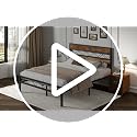 Queen Size Bed Frame with Headboard and Metal Slats - Black & Brown, 1-Pack